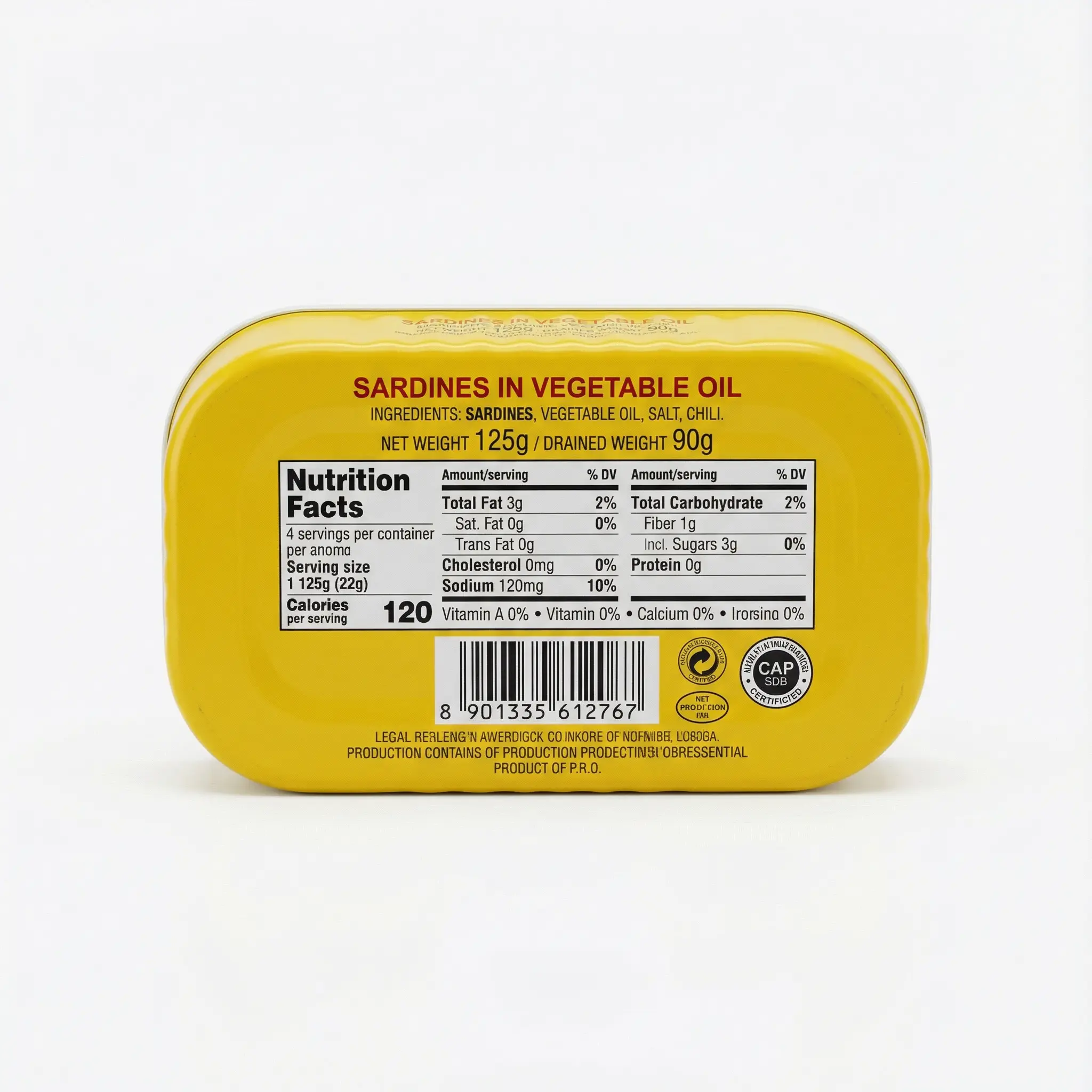 valeurs nutritionnelles sardine en conserve pimentée 125g